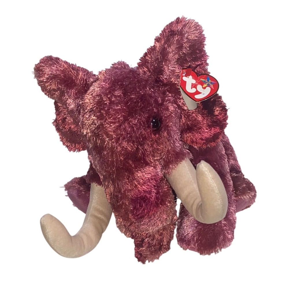 Ty Beanie‎ Buddies Colosso Mammoth Plush Toy 2003 Burgundy Sparkle Tusk